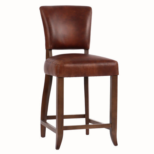 Morang Waxed Leather Counter Stool with Maron Legs