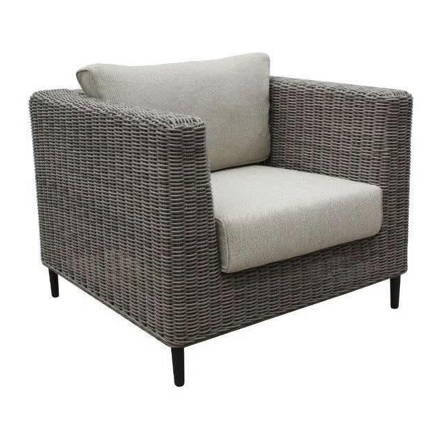 HAYLEY OUTDOOR ARMCHAIR GREY WICKER & LIGHT GREY FABRIC