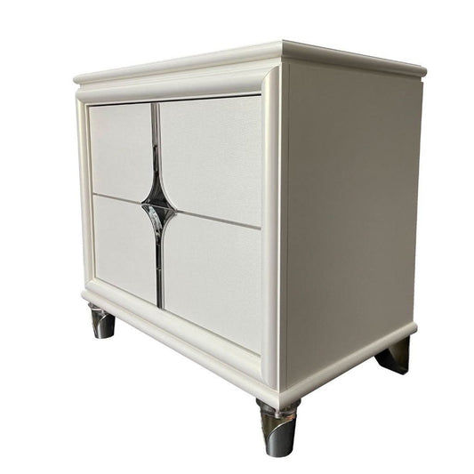 FLORIS SOLID RUBBERWOOD BEDSIDE TABLE 2 DRAWERS IN GOLD - MyChocolateWood
