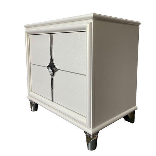 FLORIS SOLID RUBBERWOOD BEDSIDE TABLE 2 DRAWERS IN GOLD - MyChocolateWood