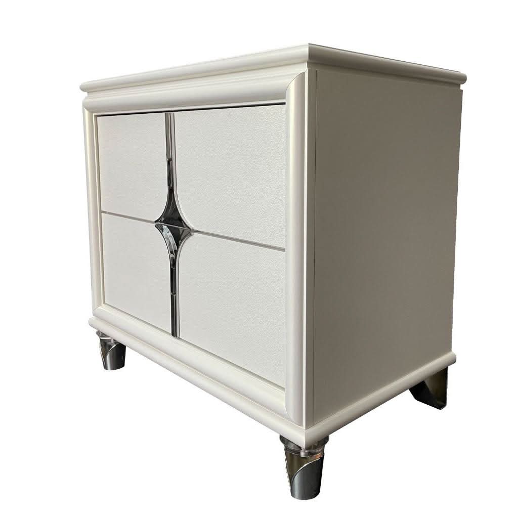 FLORIS SOLID RUBBERWOOD BEDSIDE TABLE 2 DRAWERS IN GOLD - MyChocolateWood