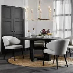 AUBERT BLACK OAK LEG DINING CHAIR WITH NATURAL LINEN - MyChocolateWood