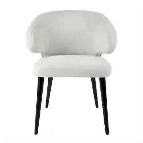 Aubert Dining Chair in Natural Linen with Black Oak Legs - Chocolate Wood