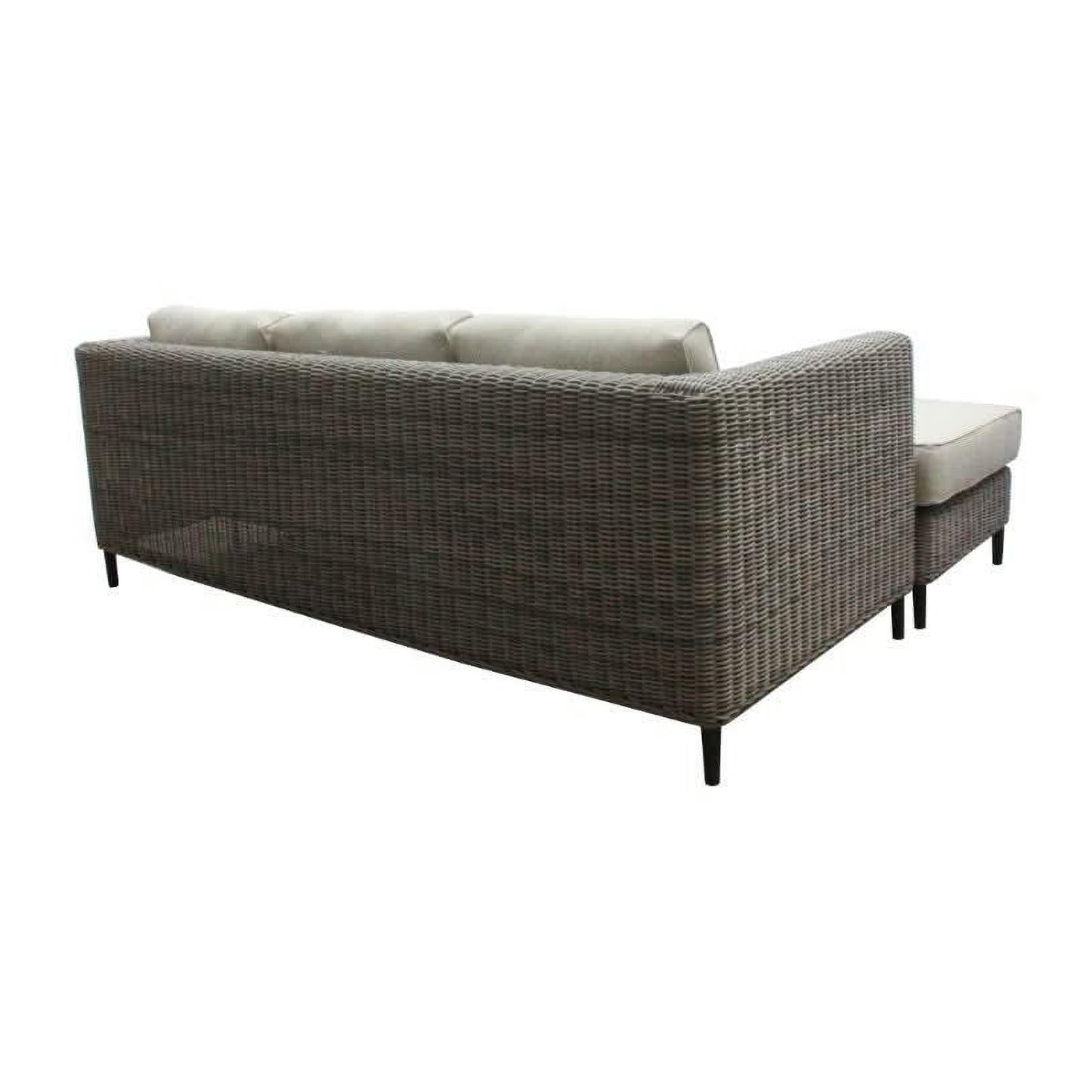 HAYLEY OUTDOOR 3-SEATER W/REVERSIBLE CHAISE GREY WICKER & LIGHT GREY FABRIC