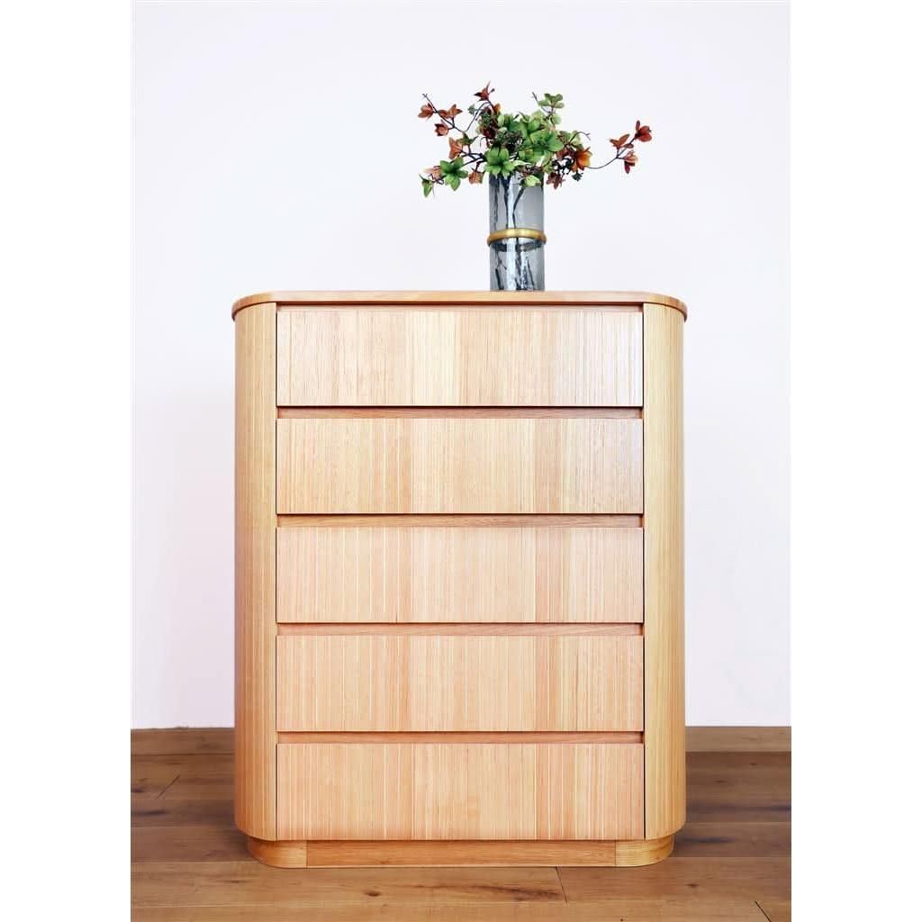 REMY SOLID & VENEER ASH TIMBER 5 DRAWER TALLBOY/5 DRAWER CHEST OF DRAWERS - MyChocolateWood