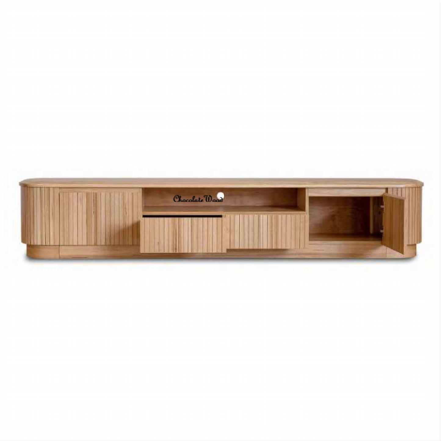 Remy Natural Ash 2-Door 2-Drawer TV Unit 240cm - Chocolate Wood