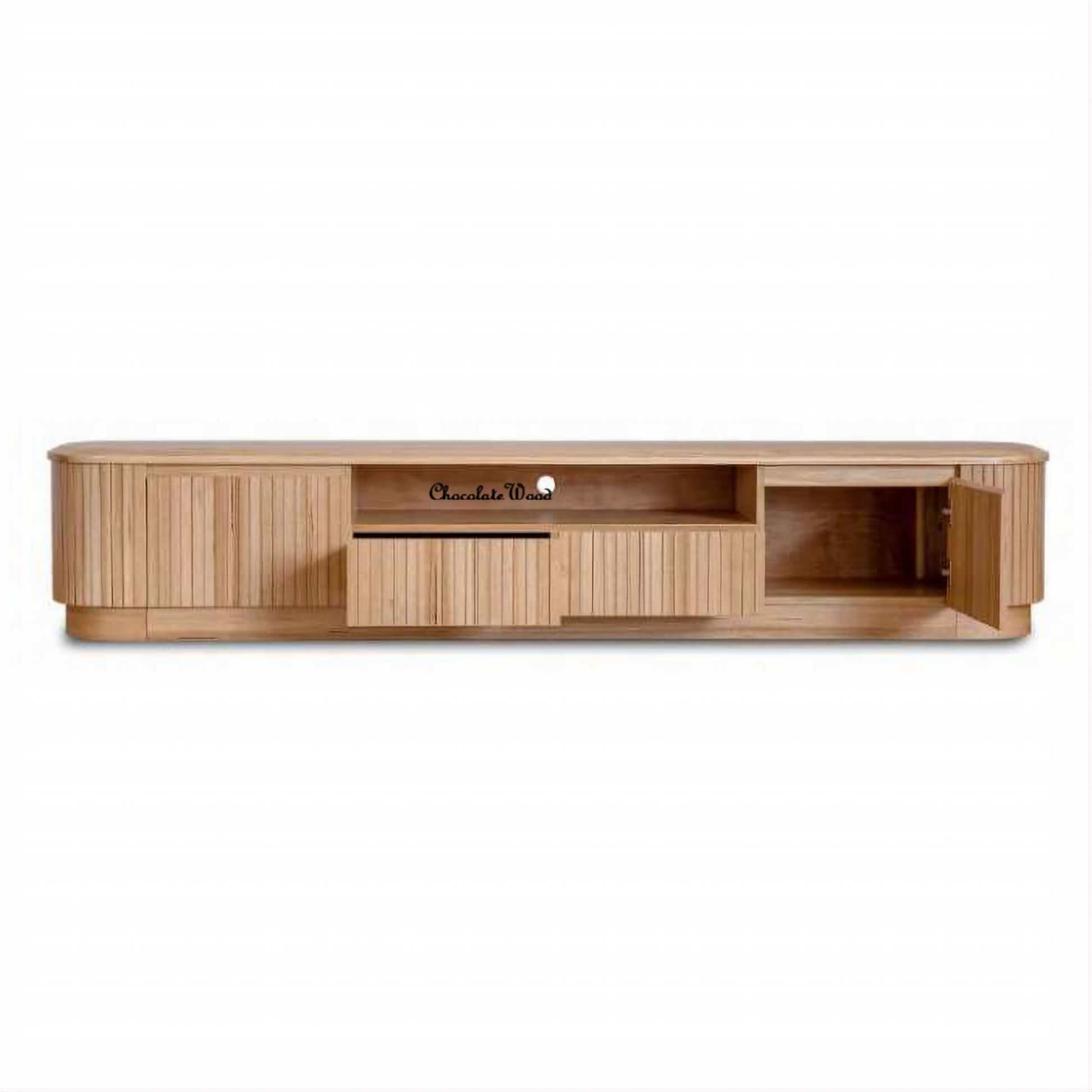Remy Natural Ash 2-Door 2-Drawer TV Unit 240cm - Chocolate Wood
