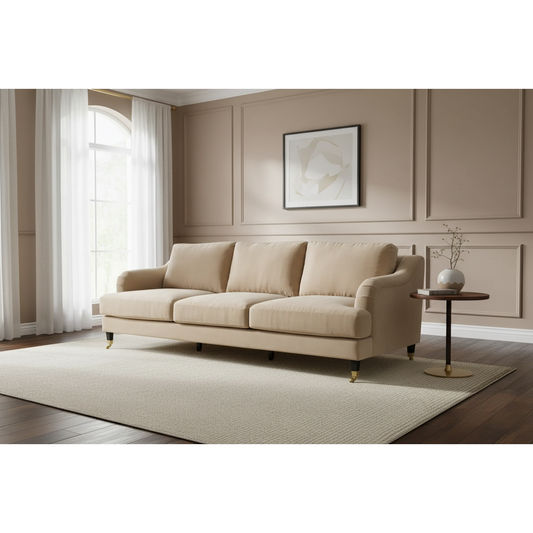 ORVIL-3-SEATER SOFA TAUPE VELVET - MyChocolateWood