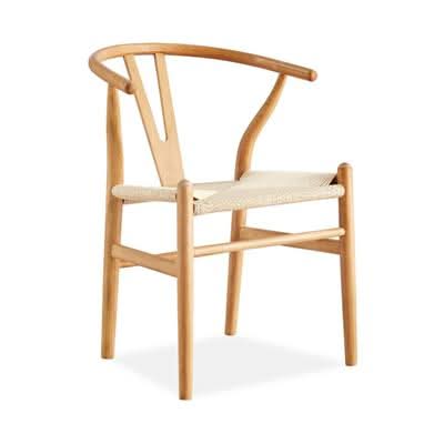 STROUD SOLID BEECHWOOD WISHBONE DINING CHAIR WITH WOVEN SEAT NATURAL - MyChocolateWood