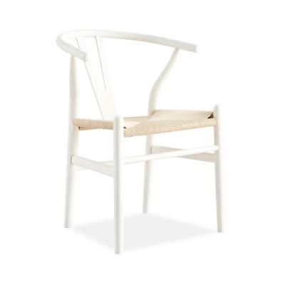 STROUD WISHBONE DINING CHAIR SOLID BEECHWOOD WITH WOVEN SEAT WHITE - MyChocolateWood