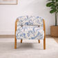 STORMI ACCENT ARMCHAIR - WALNUT RUBBERWOOD FRAME/BLUE & WHITE FLORAL FABRIC - MyChocolateWood