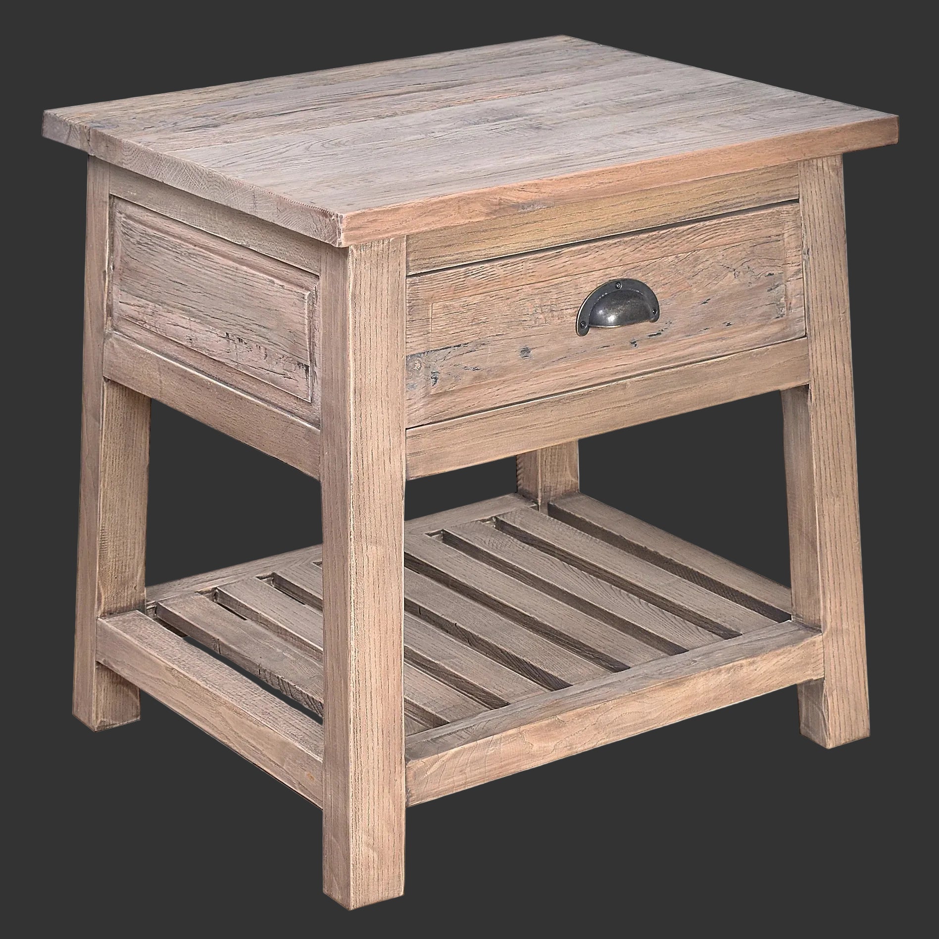 ALSTON RECLAIMED OAK SIDE TABLE LAMP TABLE NATURAL - MyChocolateWood
