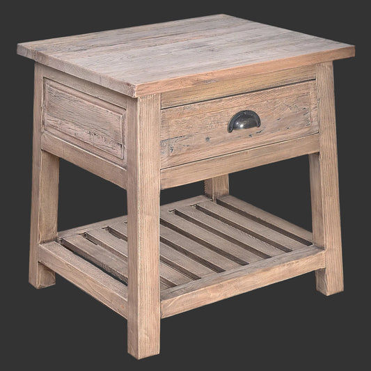 ALSTON RECLAIMED OAK SIDE TABLE LAMP TABLE NATURAL - MyChocolateWood