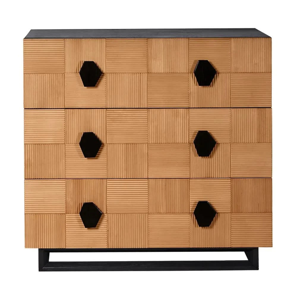TALISA 3 DRAWER CHEST OF DRAWERS NATURAL & BLACK - MyChocolateWood