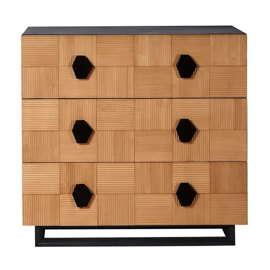 TALISA 3 DRAWER CHEST OF DRAWERS NATURAL & BLACK - MyChocolateWood