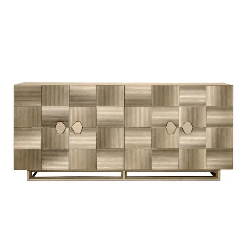 TALISA CONTEMPORARY 4-DOOR BUFFET/SIDEBOARD  ANTIQUE BRUSHED GOLD - MyChocolateWood