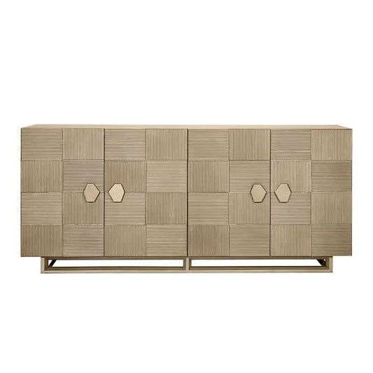TALISA CONTEMPORARY 4-DOOR BUFFET/SIDEBOARD  ANTIQUE BRUSHED GOLD - MyChocolateWood