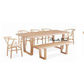 STROUD ELM VENEER TIMBER/MDF 7 PIECE DINING SET: 1 TABLE 240CM, 5 STROUD DINING CHAIRS & 1X190CM BENCH - MyChocolateWood