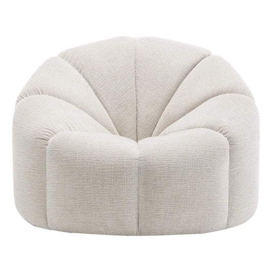 MADELEY CHENILLE SWIVEL OCCASIONAL CHAIR ARMCHAIR CREAM - MyChocolateWood