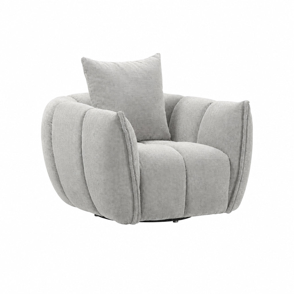 Greer Fabric Swivel Armchair with Smooth 360° Rotation - Cloud