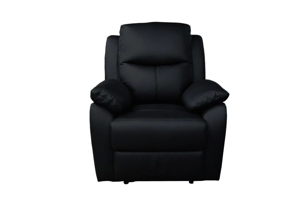 LANCY PREMIUM LEATHER 3 SEATER RECLINER SOFA + 2-SINGLE MANUAL RECLINER  ARMCHAIRS BLACK