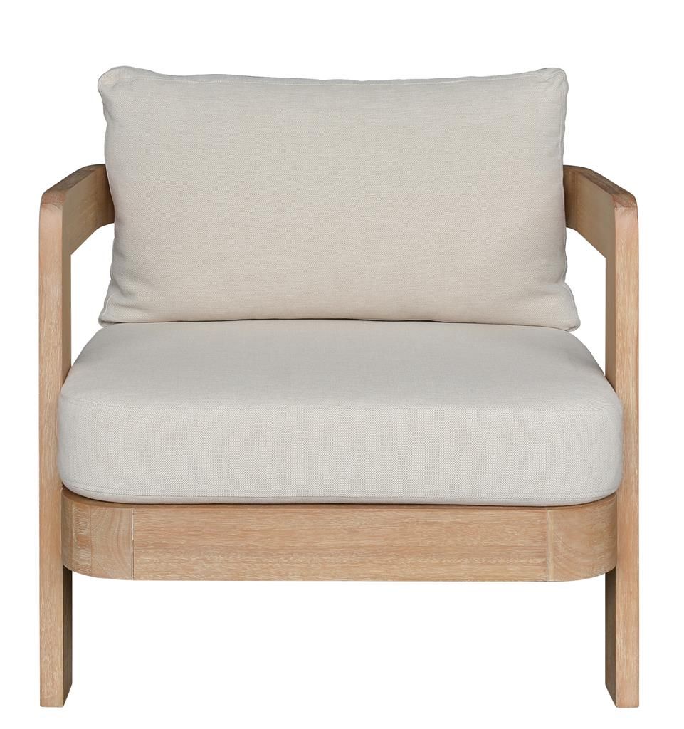 VERONA EUCALYPTUS TIMBER ARMCHAIR CREAM/LIGHT SMOKE