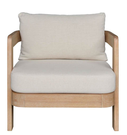 VERONA EUCALYPTUS TIMBER ARMCHAIR CREAM/LIGHT SMOKE
