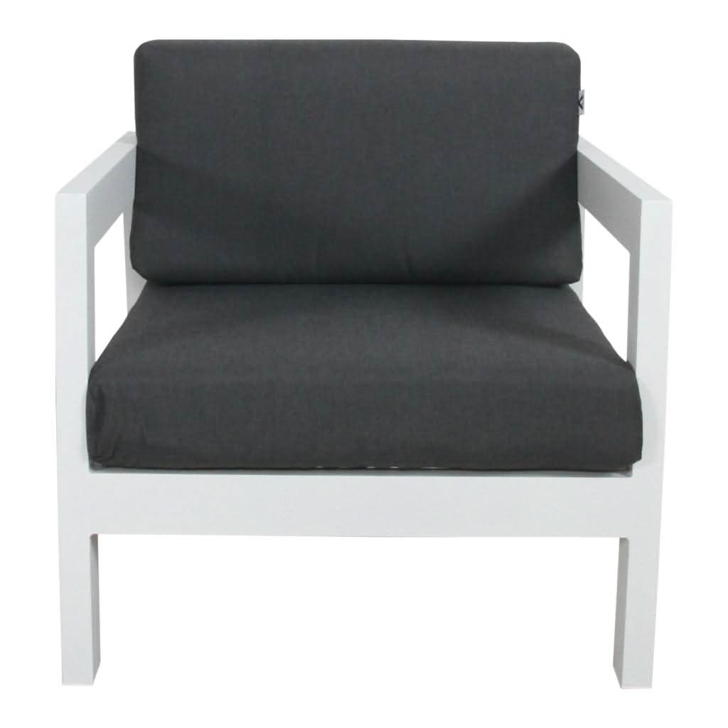 GRECO OUTDOOR ARMCHAIR  SINGLE SOFA WHITE/DARK GREY - MyChocolateWood