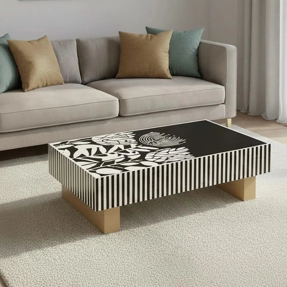 CYNTHIA PEARL VORTEX  MOTHER OF PEARL HAND INLAY COFFEE TABLE - MyChocolateWood