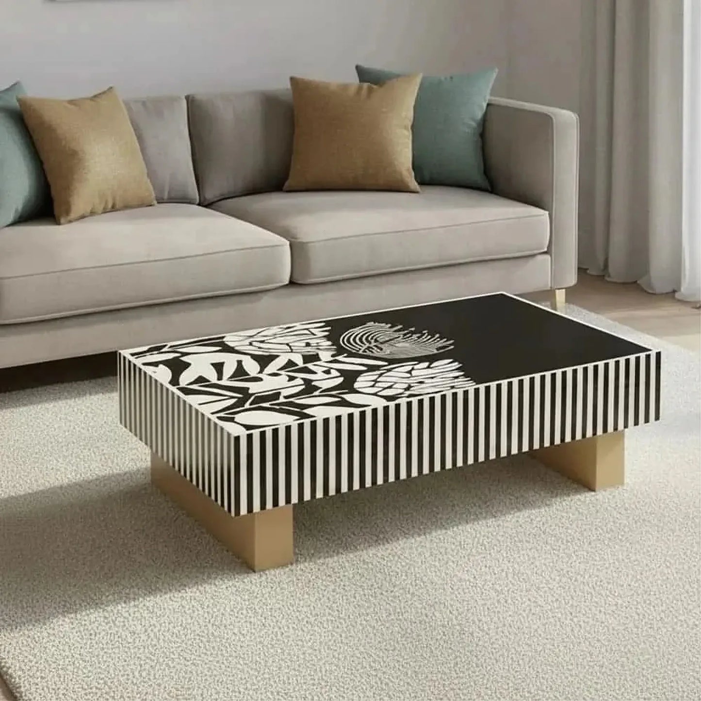 CYNTHIA MOTHER OF PEARL HAND INLAY 4-DOOR SIDEBOARD/BUFFET
