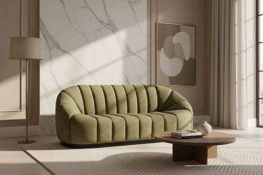MADELEY 2.5-SEATER CHENILLE SOFA OLIVE - MyChocolateWood