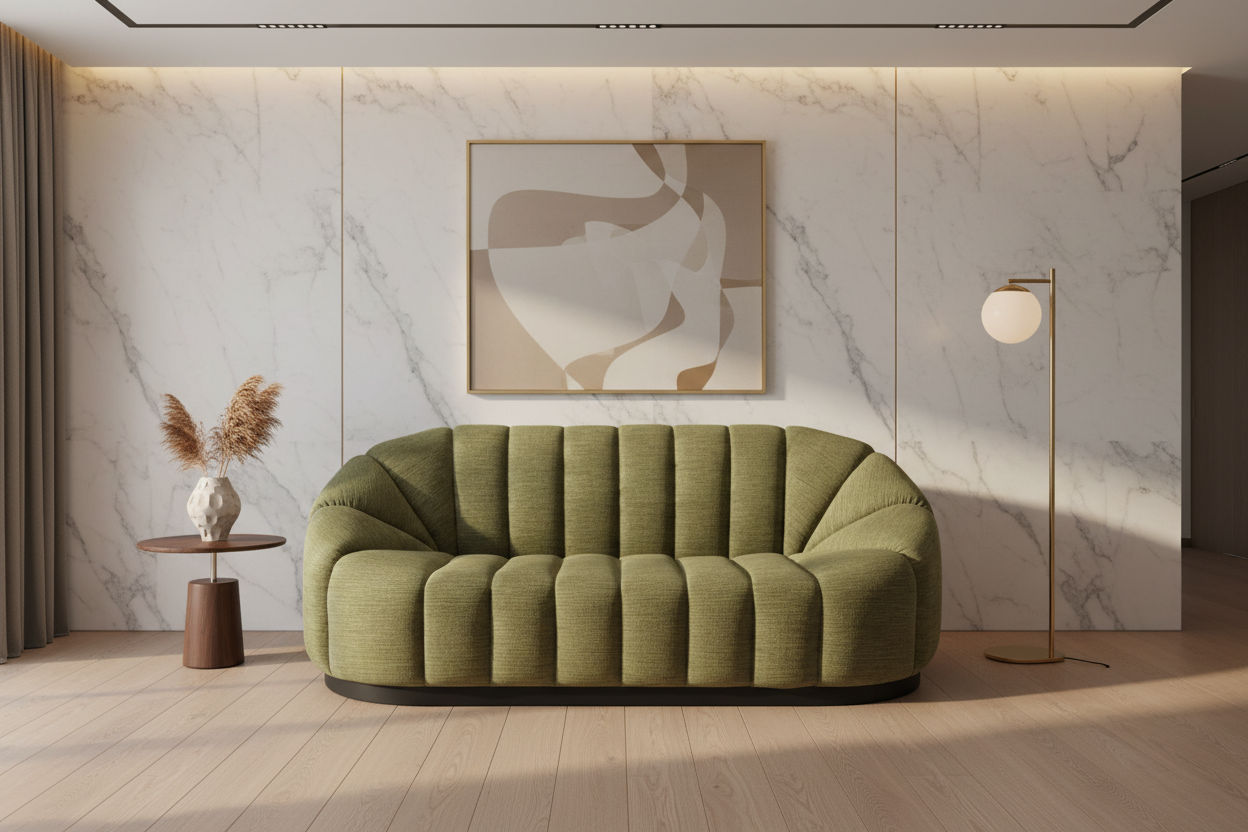 Madeley 2.5-Seater Chenille Sofa in Olive - Chocolate Wood