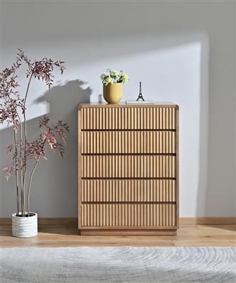 Ava Messmate Timber 5 Drawer Tallboy /Chest of Drawers