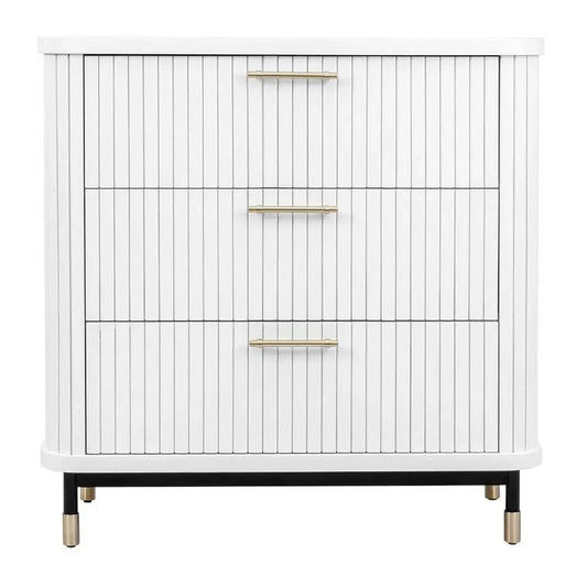 PEMBROKE OAK TIMBER 3-DRAWER CHEST OF DRAWERS WHITE - MyChocolateWood