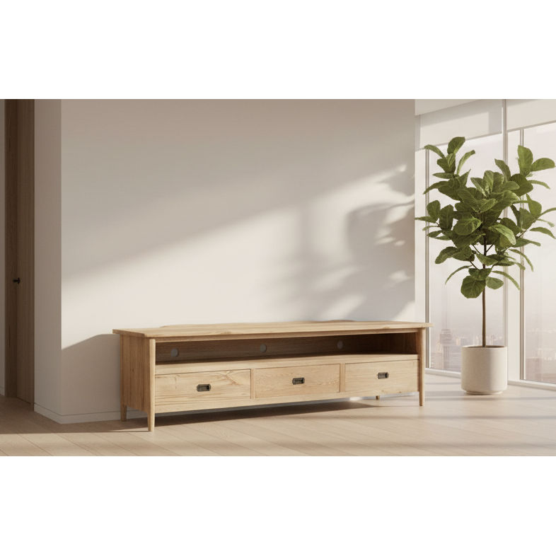 FITAN SOLID OAK  3-DRAWER TELEVISION UNIT ETU NATURAL 180CM - MyChocolateWood