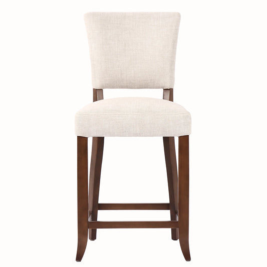 Morang Dove Grey Linen Counter Stool with Maron legs