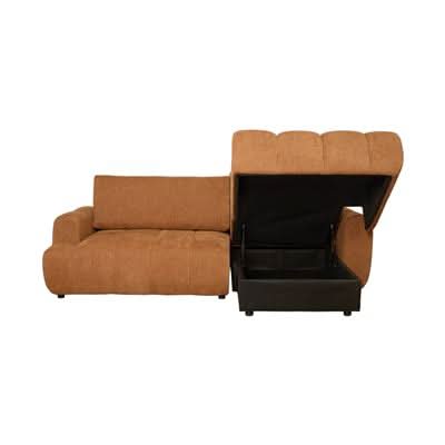 Joncar Fabric Sofa Bed — 2-Seater Sofa w/ Storage + RHF Chaise Rust