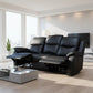 LANCY PREMIUM LEATHER 3 SEATER MANUAL RECLINER SOFA (TWO MANUAL RECLINING SEATS) BLACK