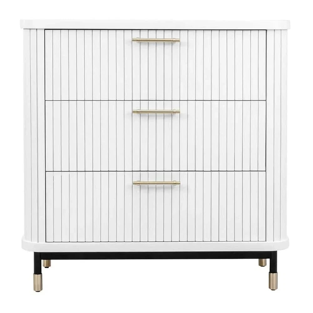 Pembroke Oak 3-Drawer Chest of Drawers in White - Chocolate Wood