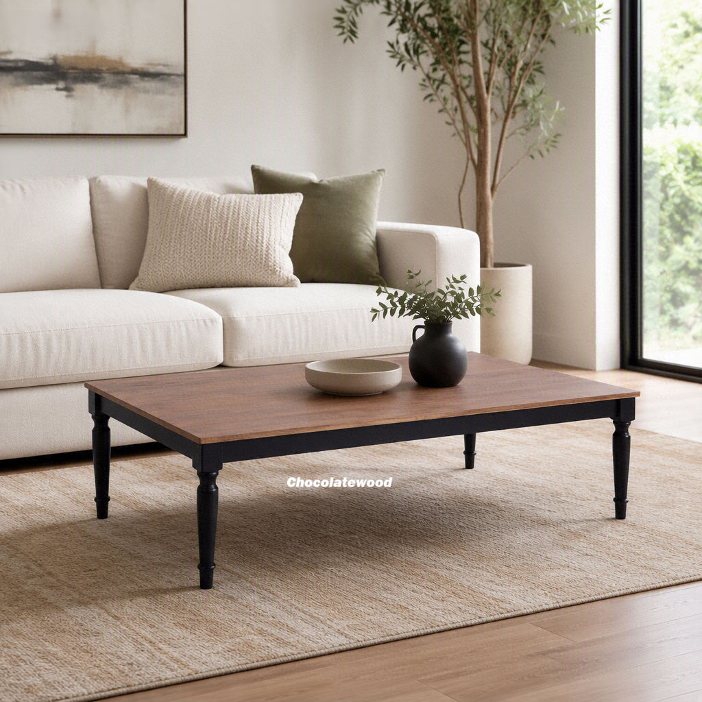 Boland Timber Coffee Table - Mango Wood Top - 160cm Natural/Black