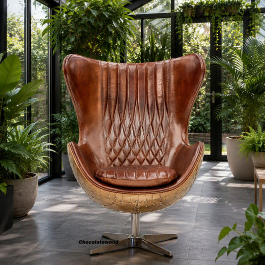 Adeline Butterfly Aged Leather and Copper Alloy Egg Chair