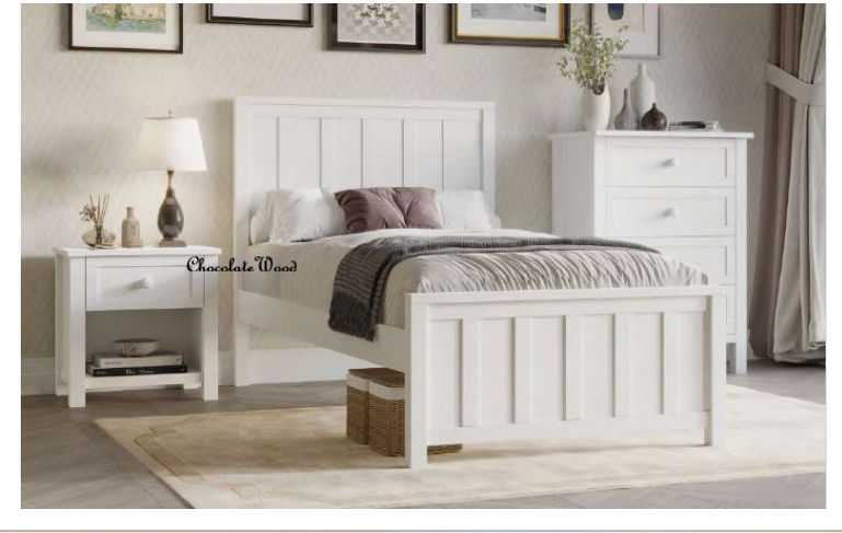BAYLIN RUBBERWOOD KING SINGLE BED WHITE - MyChocolateWood