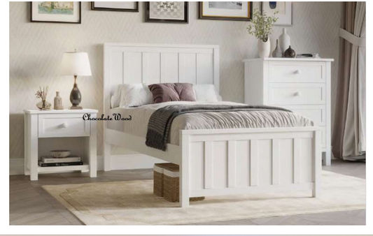 BAYLIN RUBBERWOOD KING SINGLE BED WHITE - MyChocolateWood