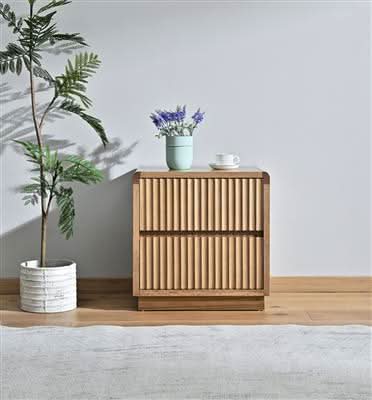 Denby Messmate Timber 2-Drawer Bedside Table Light Smoke