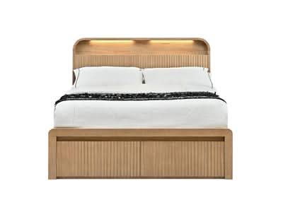 Denby Messmate Timber King Bed - Headboard Integrated LED Lighting Light Smoke