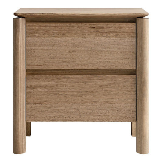 Jinetta Solid Messmate Timber  2-Drawer Bedside Table Light Smoke
