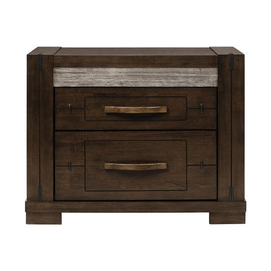 Heritage Malaysian Hardwood 2-Drawer Bedside Table in Charcoal Grey