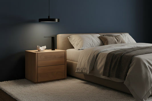 Gatsby Solid Mindi Timber 2-Drawer Bedside Table in Natural - Chocolate Wood
