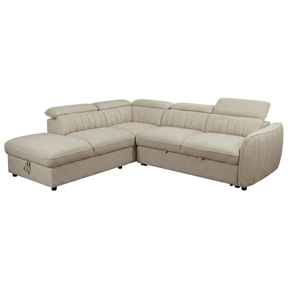Bart Corner Sofa Bed — 2-Seater Sofa w/ LHF Storage Chaise Beige