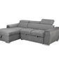 SUTTON FABRIC 2-SEATER SOFA W/ SINGLE BED & LHF CHAISE DARK GREY